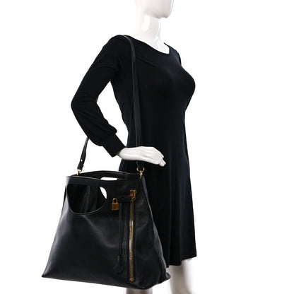 Tom Ford Grained Calfskin Alix Padlock Zip Tote Black 2 of 8