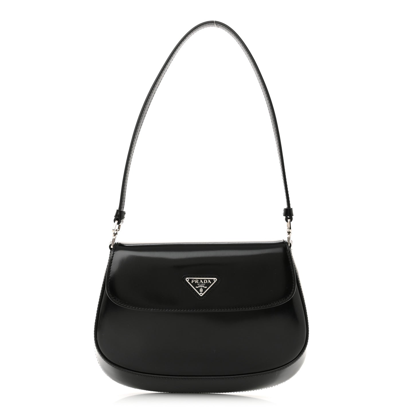 Spazzolato Cleo Flap Shoulder Bag Black
