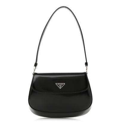 Prada Spazzolato Cleo Flap Shoulder Bag Black 1 of 9