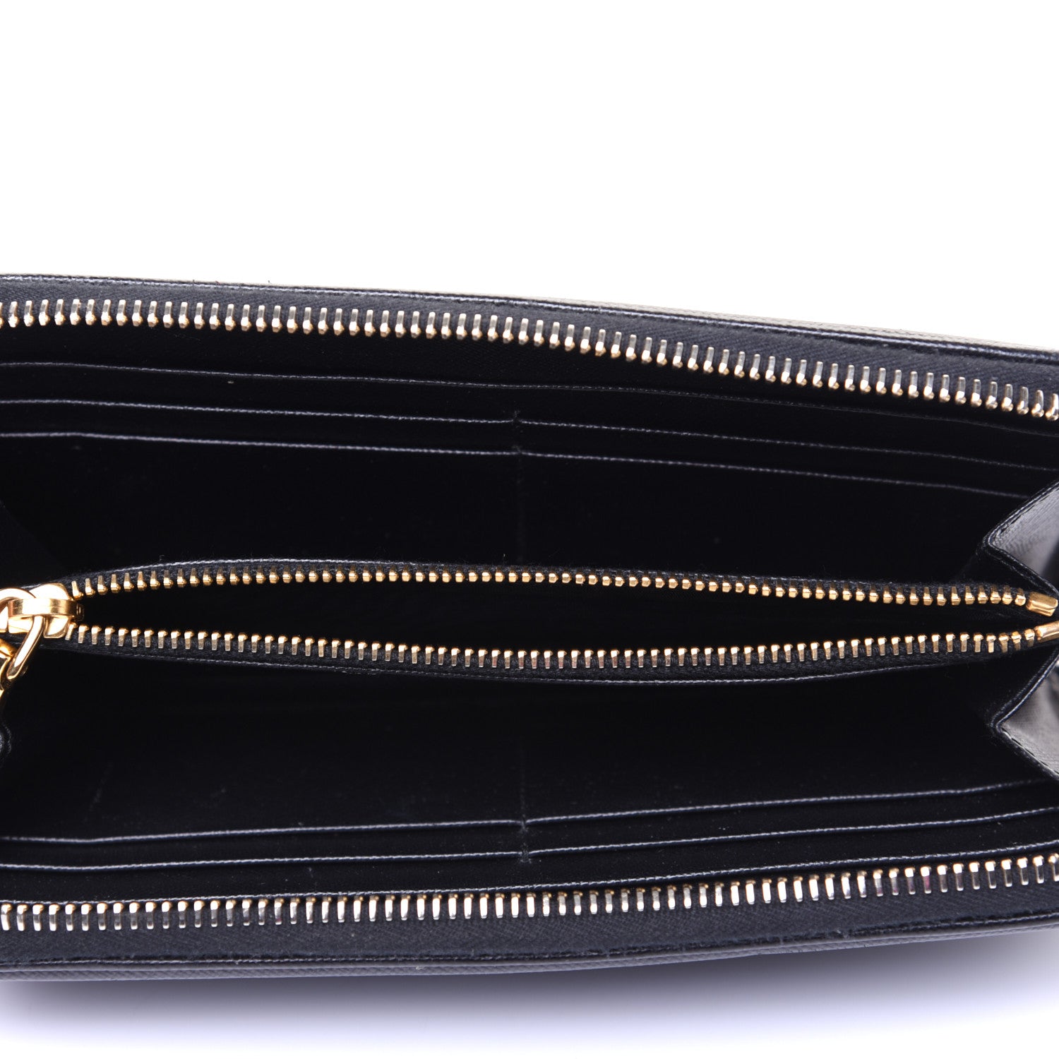 Prada Saffiano Metal Zip Around Wallet Black 5 of 9