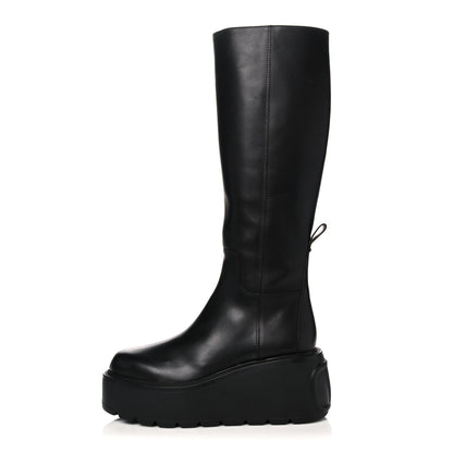 Valentino Garavani Calfskin VLOGO Uniqueform 55/85mm Flatform Knee High Boots 41 Black 1 of 10
