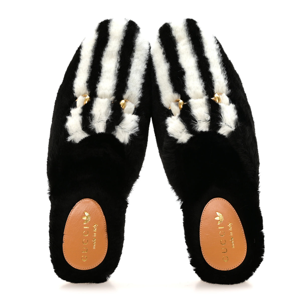 X ADIDAS Malaga Kid Fur Womens Horsebit Mules 37 Black White