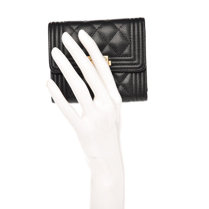 Chanel Caviar Quilted Small Boy Flap Wallet Black 2 of 9