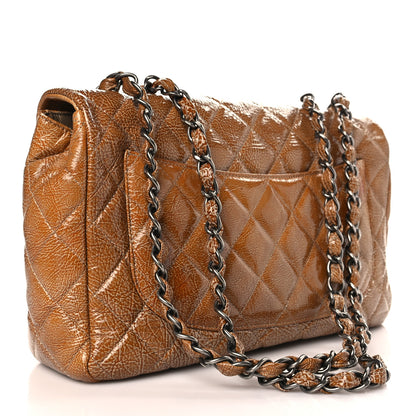 Chanel Crinkled Patent Quilted Jumbo Single Flap Beige 3 of 11