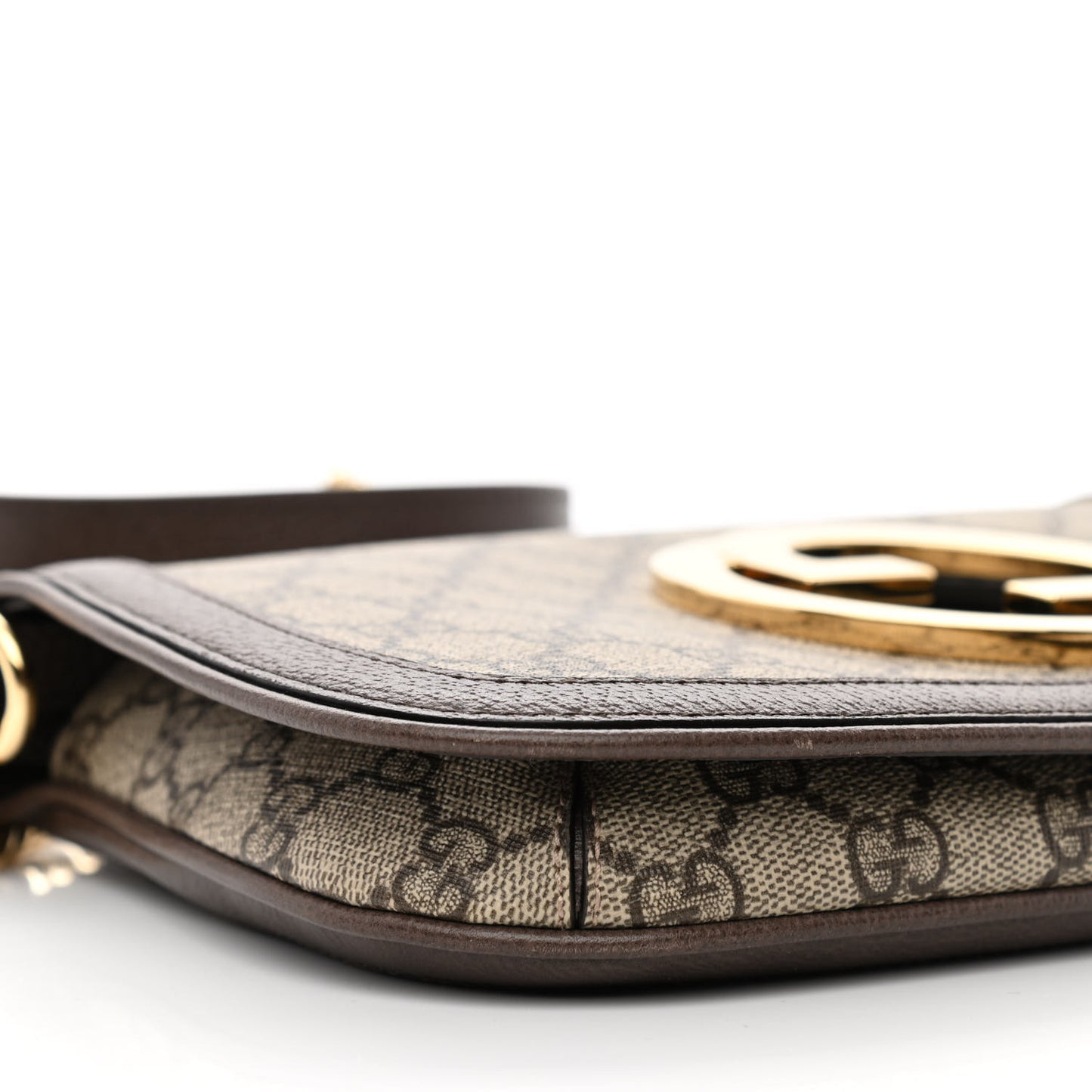 GG Supreme Monogram Textured Dollar Calfskin Blondie Chain Shoulder Flap Bag Beige Ebony New Acero