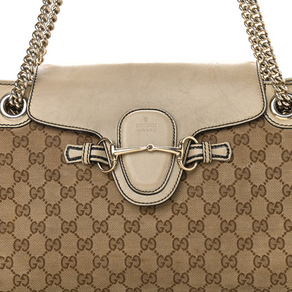Gucci Monogram Margaux Calfskin Large Emily Chain Shoulder Bag Beige Ebony Mystic White 8 of 25