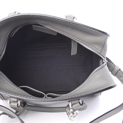 Alexander McQueen Pebbled Calfskin Small Skull Padlock Zip Around Tote Dark Grey 4 of 10