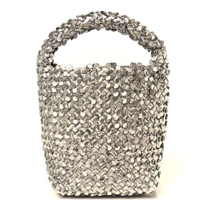 Bottega Veneta Laminated Nappa Intreccio Paillettes Small Cabat Bucket Silver 1 of 12