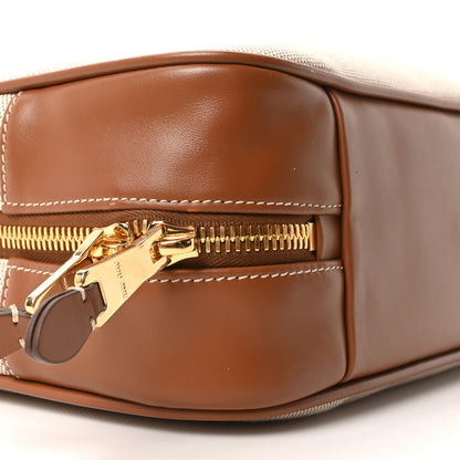 Miu Miu Canvas Calfskin Large Beau Top Handle Bag Naturale Brandy 8 of 9
