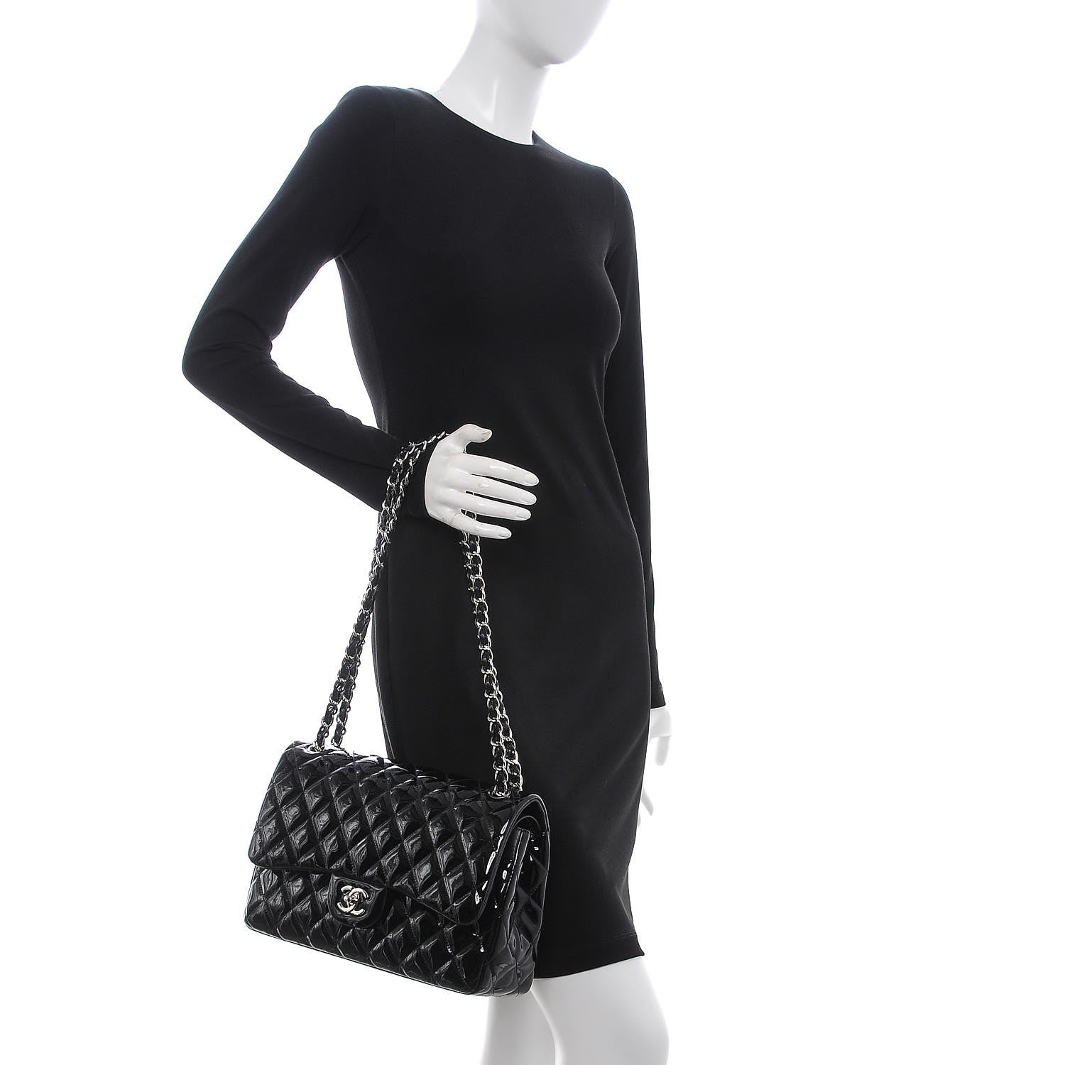 Chanel Patent Quilted Jumbo Double Flap Black 2 of 11