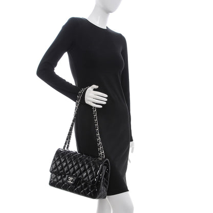 Chanel Patent Quilted Jumbo Double Flap Black 2 of 11