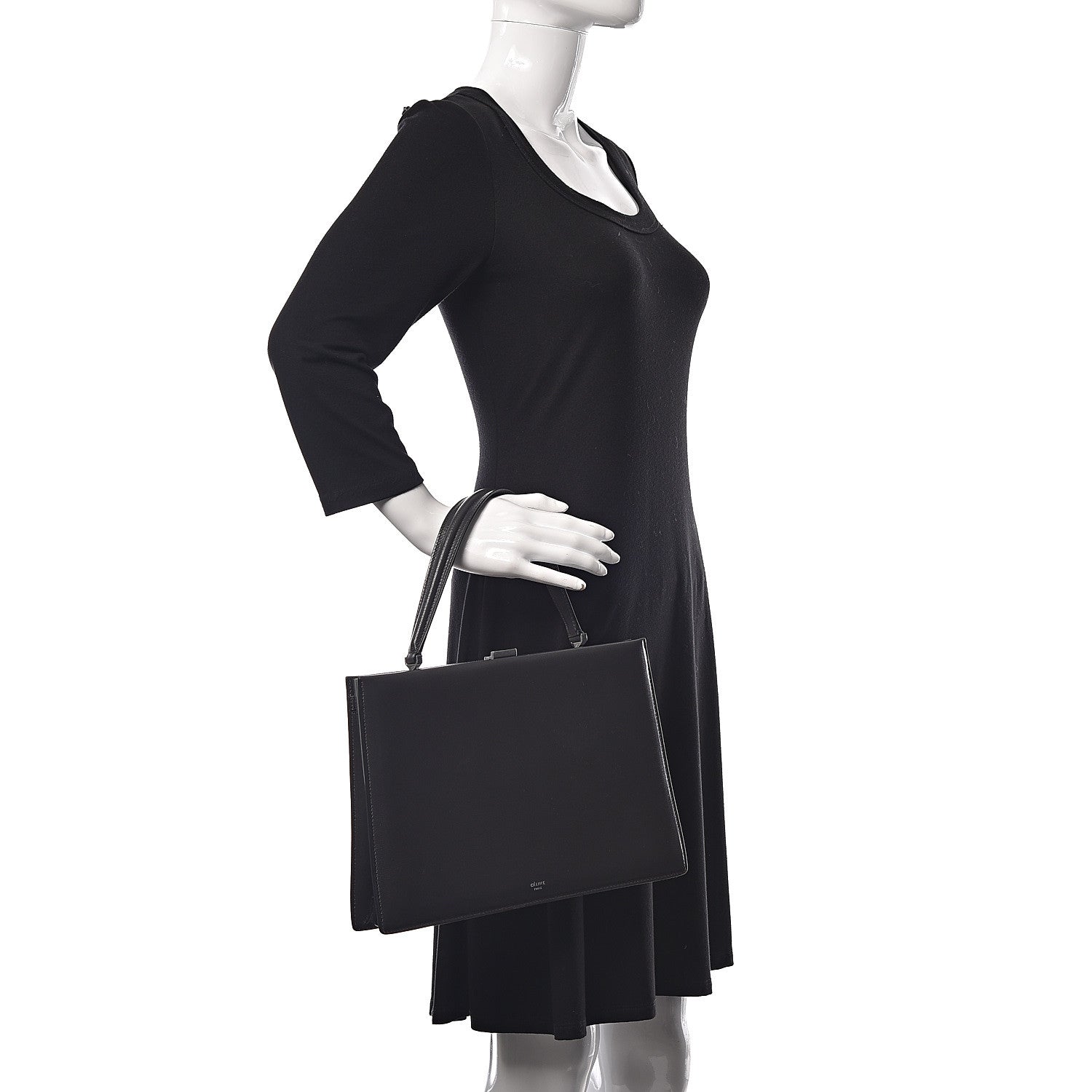 Celine Patina Box Calfskin Medium Clasp Bag Grey 2 of 13