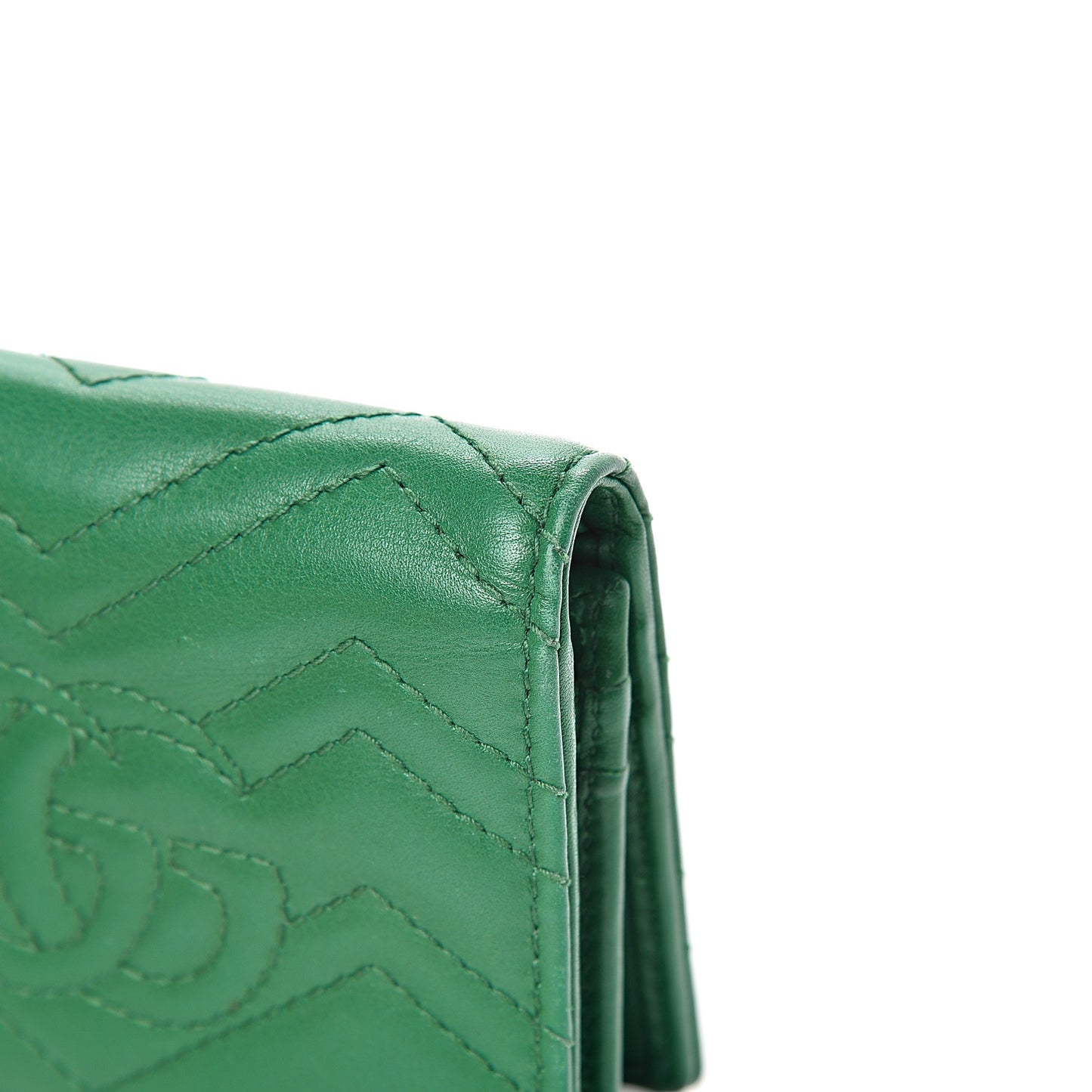 Calfskin Matelasse GG Marmont Card Case Wallet Emerald