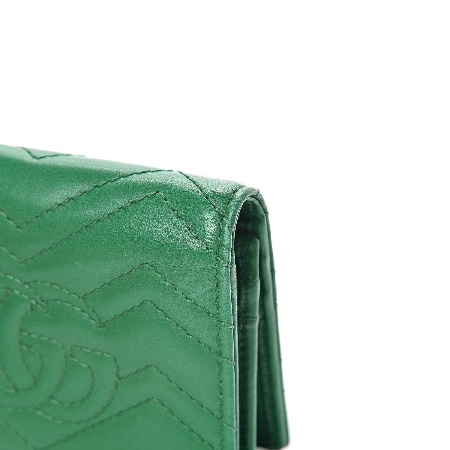 Gucci Calfskin Matelasse GG Marmont Card Case Wallet Emerald 7 of 11
