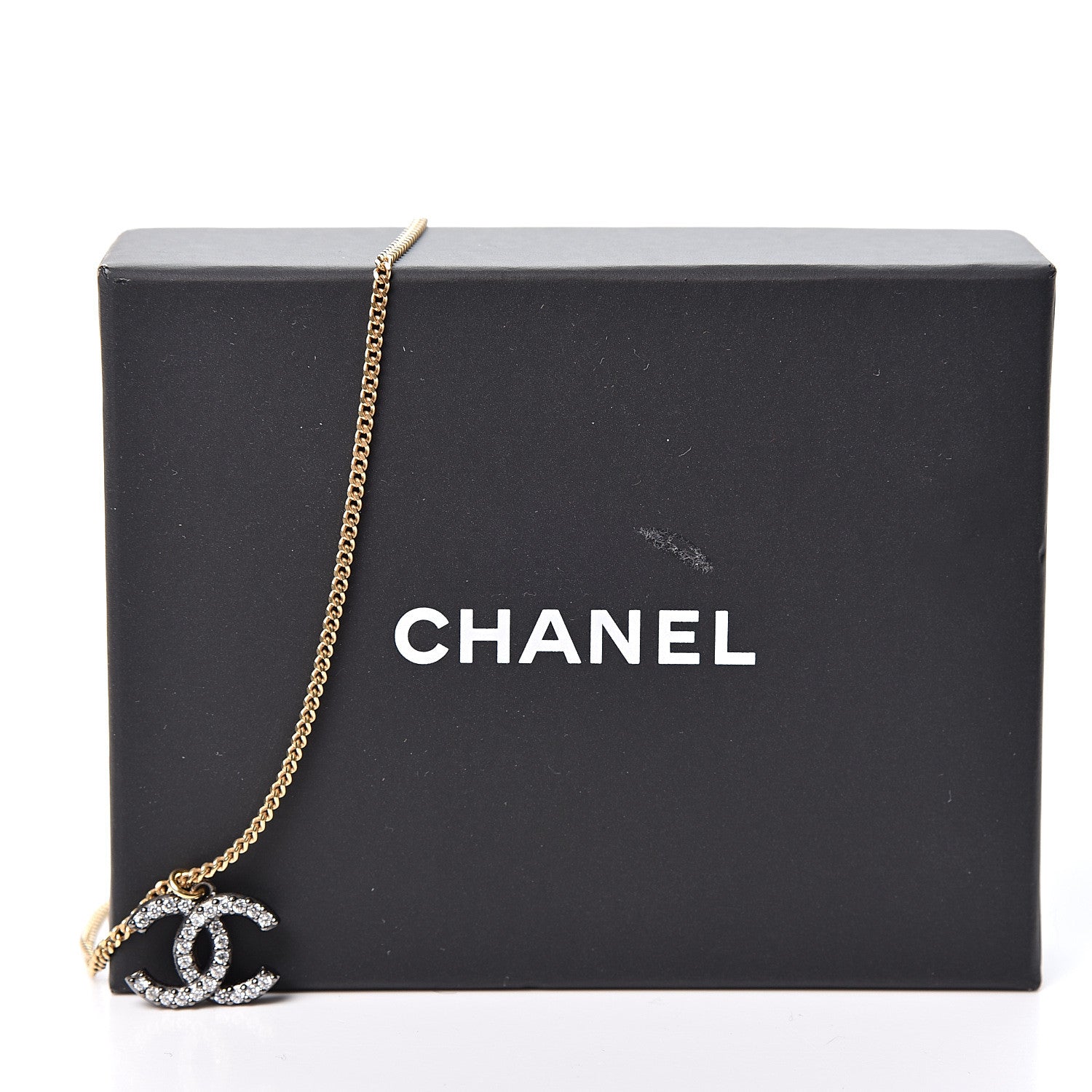Chanel Crystal CC Pendant Necklace Gold Silver 5 of 5
