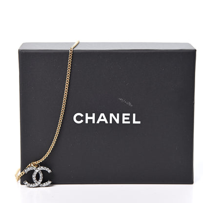 Chanel Crystal CC Pendant Necklace Gold Silver 5 of 5