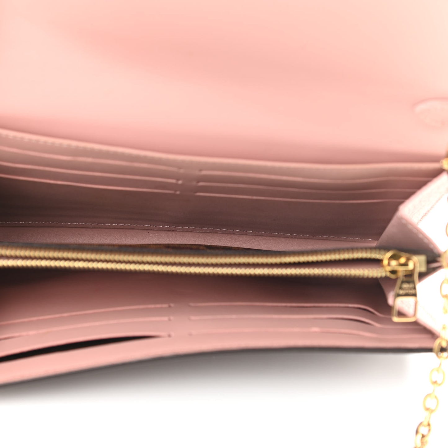Damier Ebene Croisette Chain Wallet Rose Ballerine
