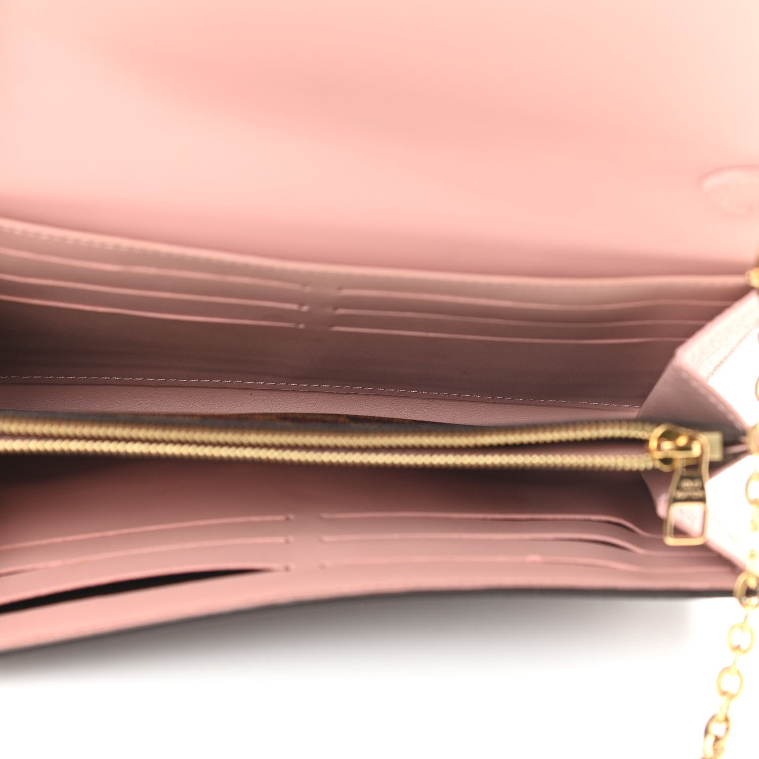 Louis Vuitton Damier Ebene Croisette Chain Wallet Rose Ballerine 5 of 12