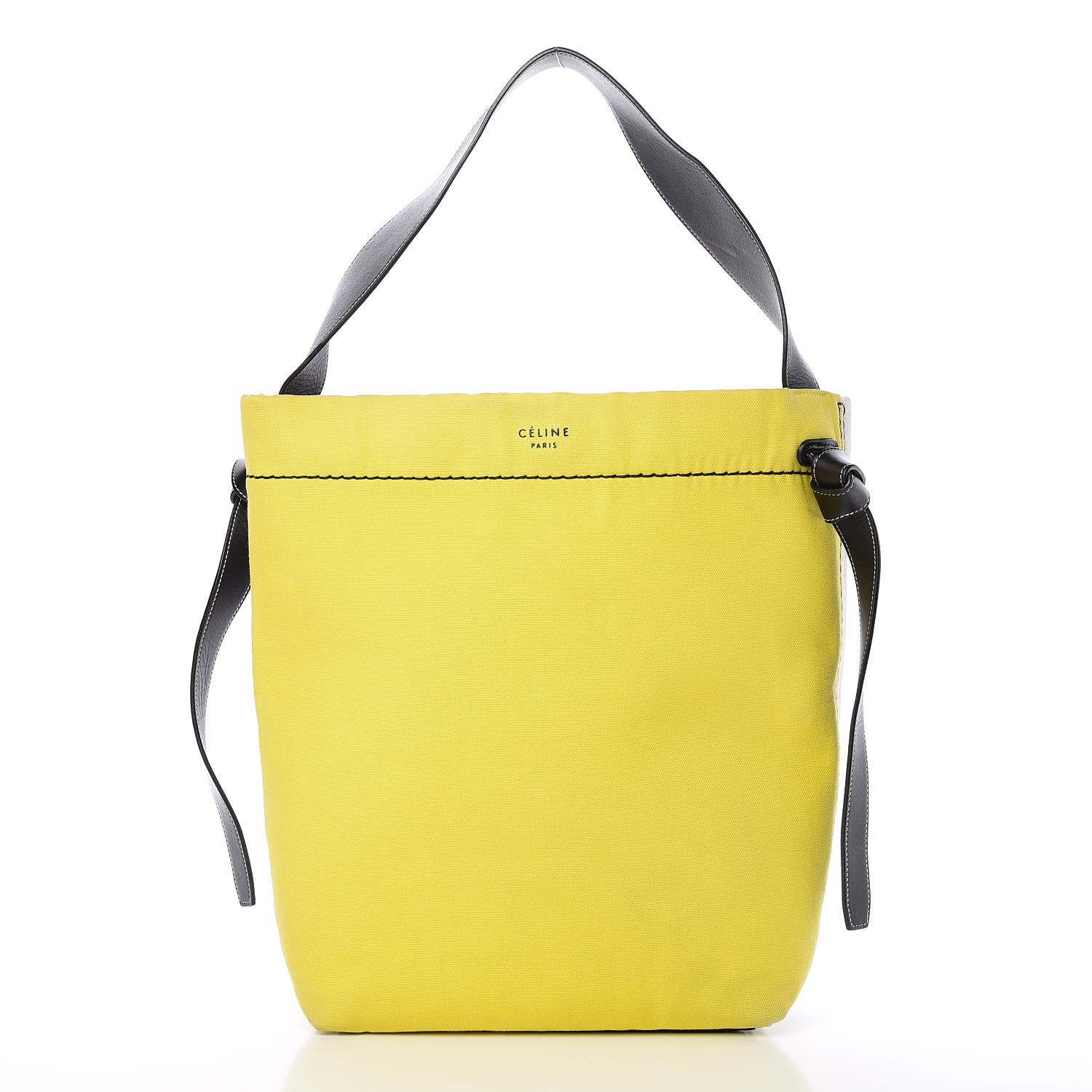 Celine Canvas Small Twisted Cabas Yellow Natural 3 of 17