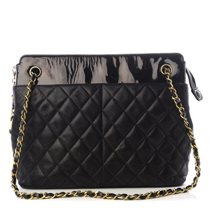 Chanel Lambskin Patent Quilted Shoulder Bag Black 1 of 8