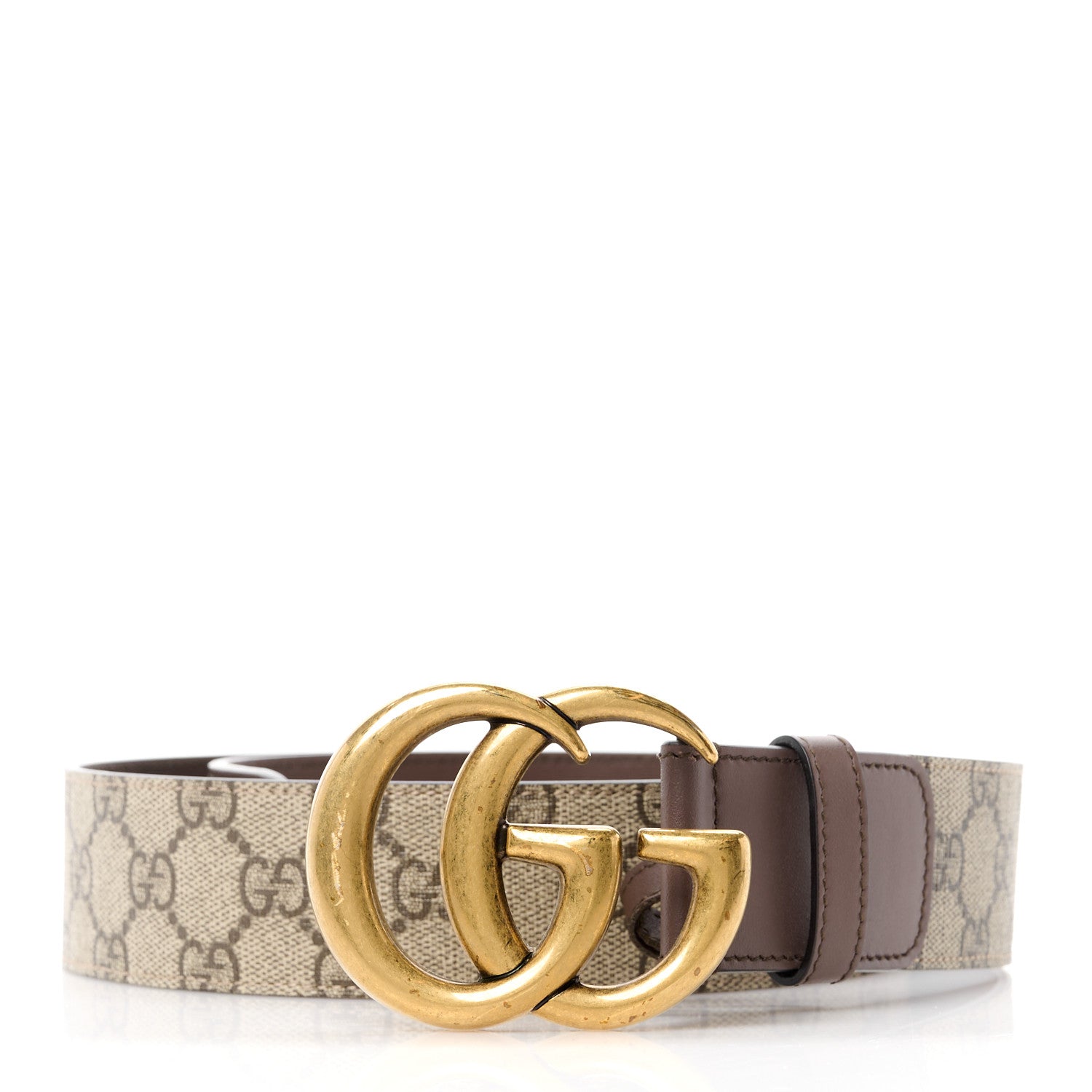 Gucci GG Supreme Monogram Matte Plutone Calfskin Double G 40mm Belt 90 36 Beige Ebony New Acero 1 of 5