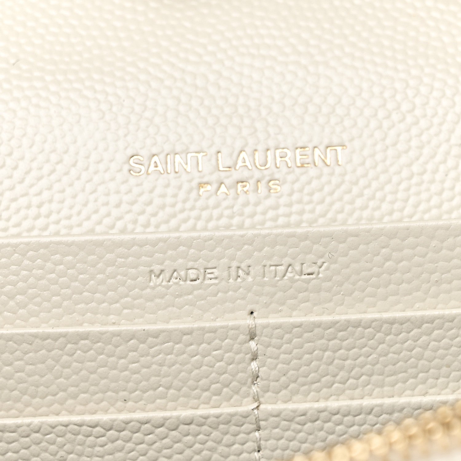 Saint Laurent Grain De Poudre Matelasse Chevron Monogram Chain Wallet Crema Soft 6 of 10
