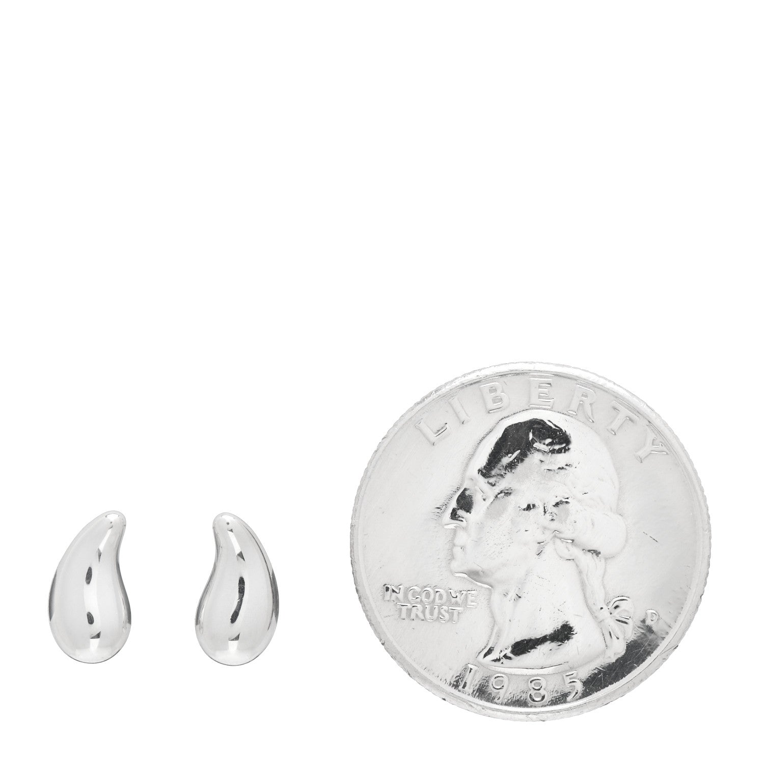 Tiffany Sterling Silver 10mm Elsa Peretti Teardrop Earrings 2 of 4