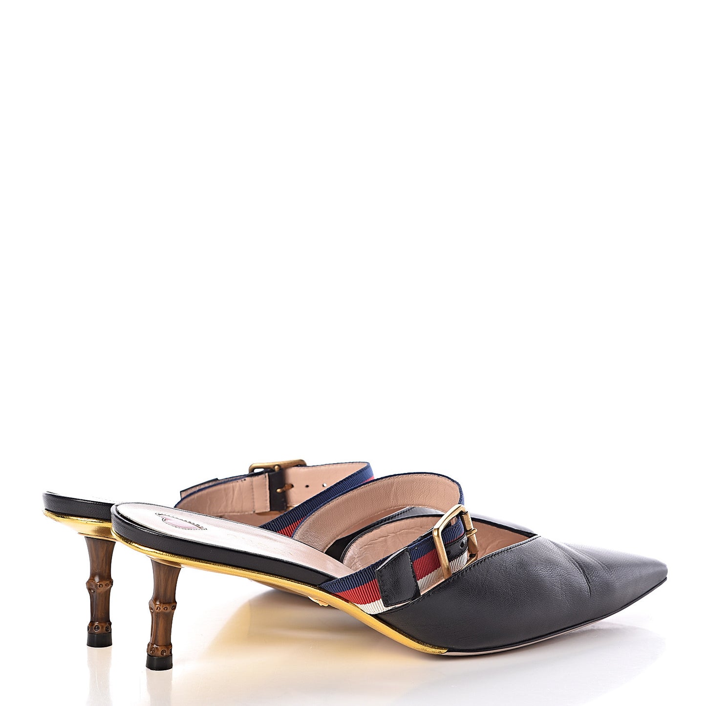 Malaga Kid Sylvie Web Bamboo Low Heel Mules 40 Black