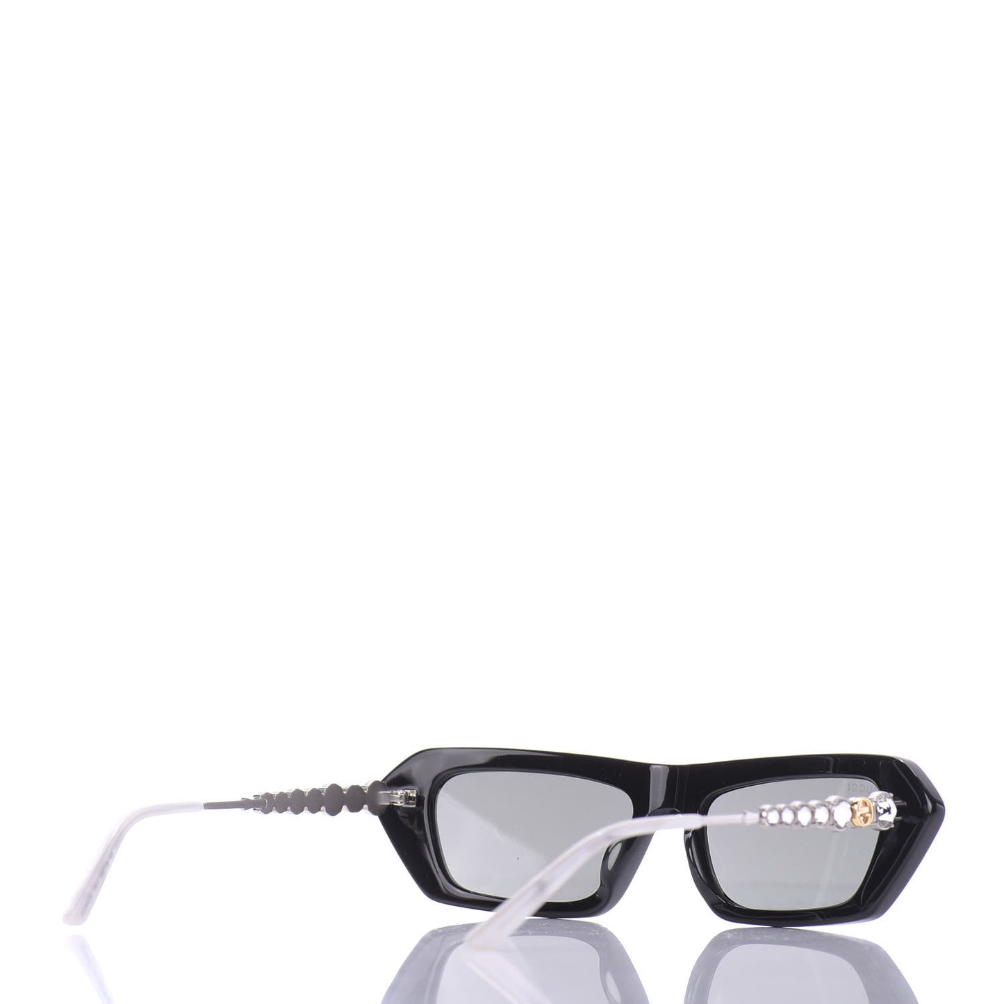 Acetate Crystal Embellished Rectangle Sunglasses GG0642S Black Gold