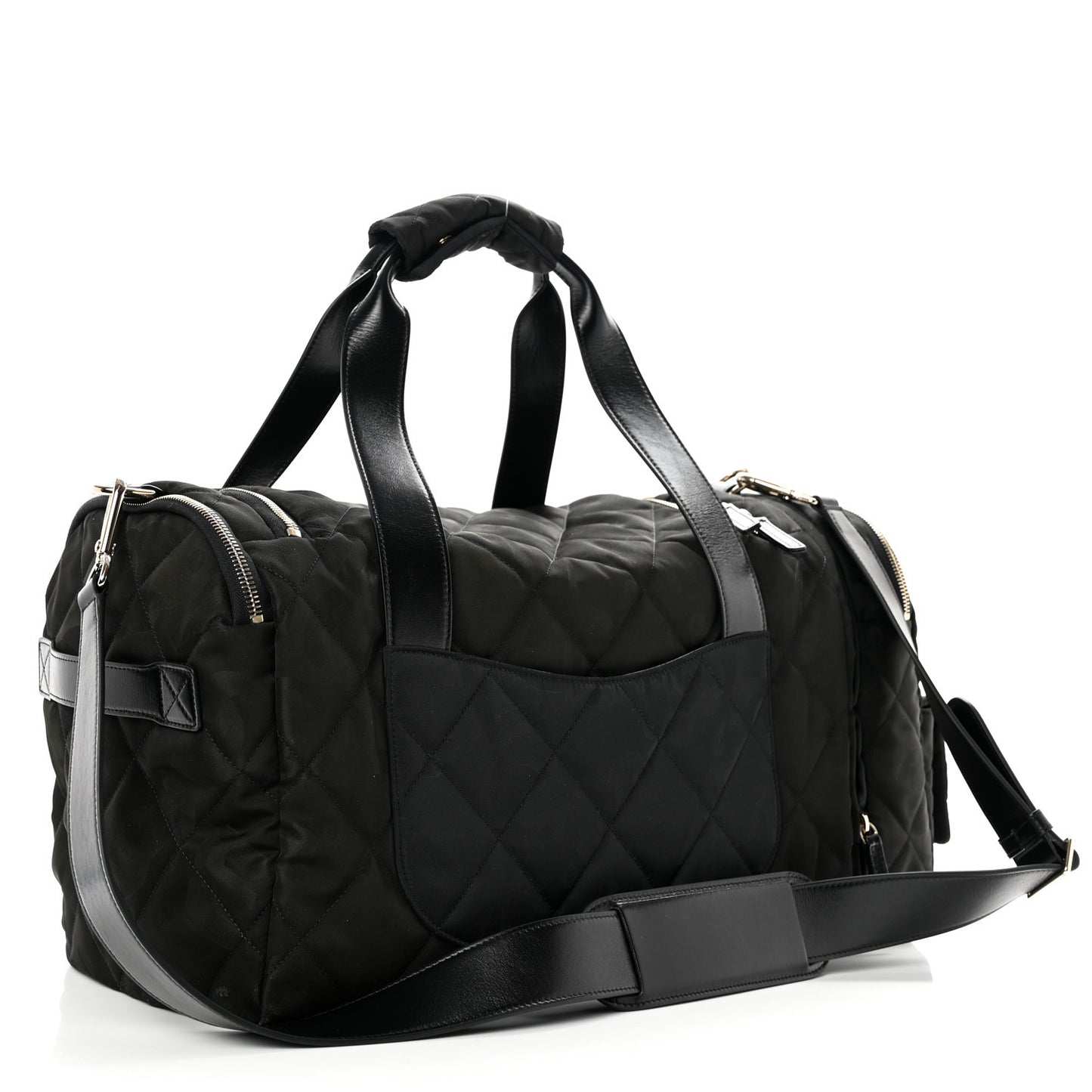 Nylon Calfskin Quilted Coco Neige Printed Convertible Duffle Backpack Black