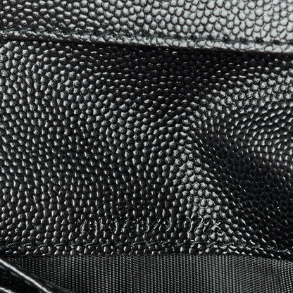 Saint Laurent Grain De Poudre Matelasse Chevron Monogram Zipped Card Case Black 8 of 10