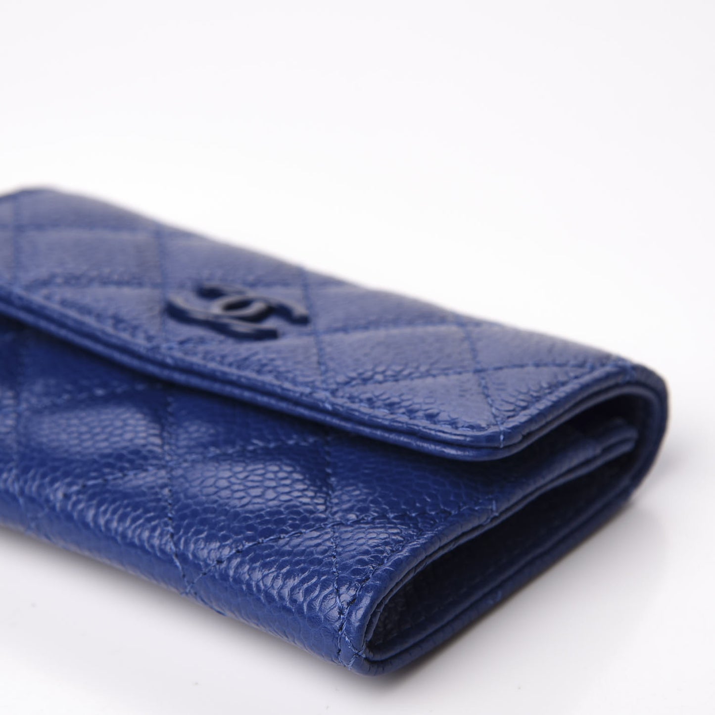 Caviar Quilted Incognito Flap Card Holder Blue