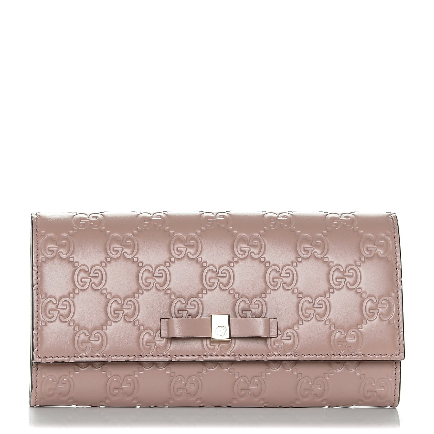Guccissima Bow Continental Wallet Rose Beige