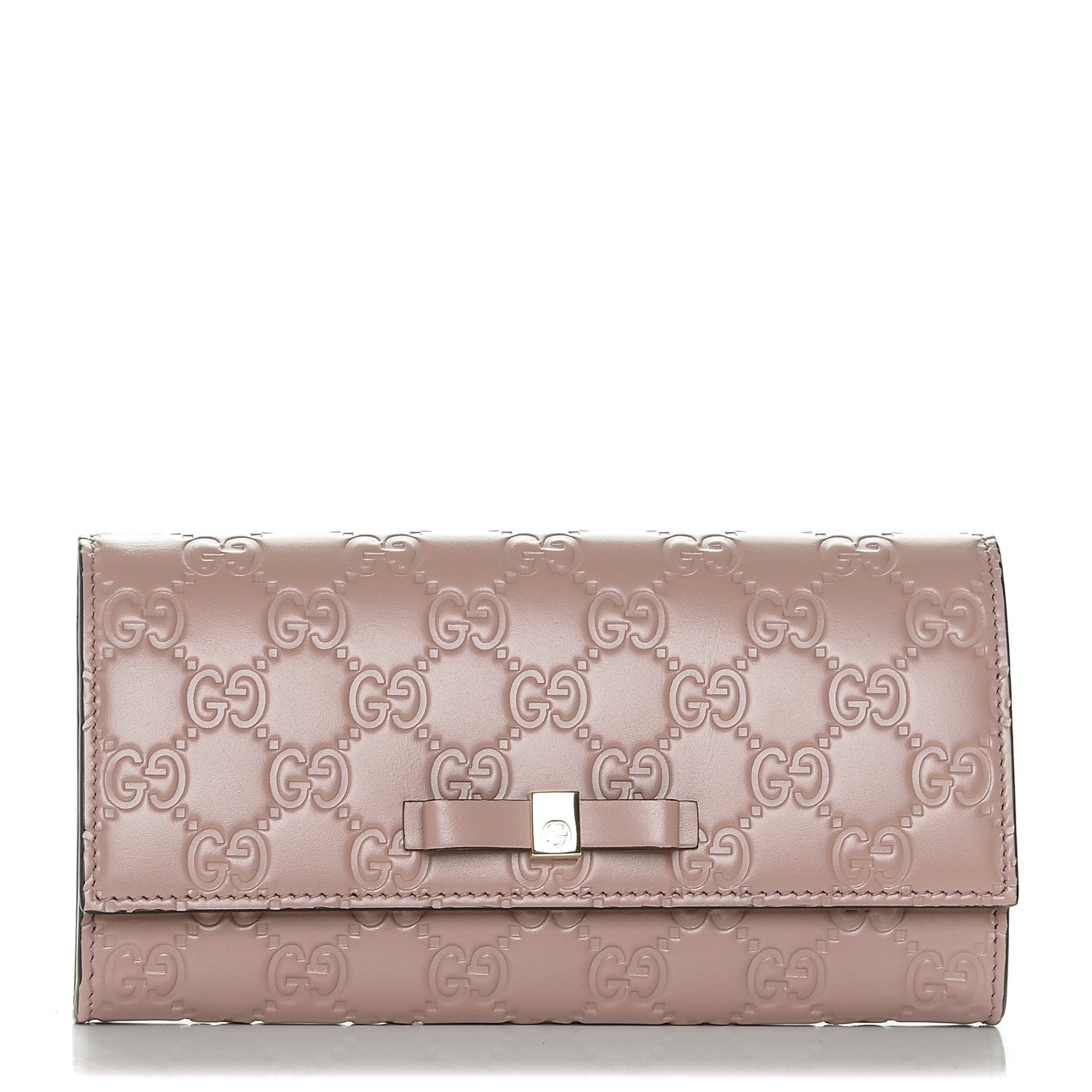 Gucci Guccissima Bow Continental Wallet Rose Beige 1 of 6