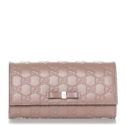 Gucci Guccissima Bow Continental Wallet Rose Beige 1 of 6