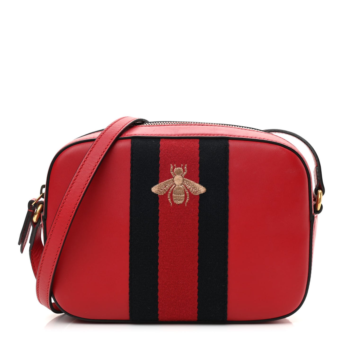 Calfskin Web Small Webby Bee Shoulder Bag Red