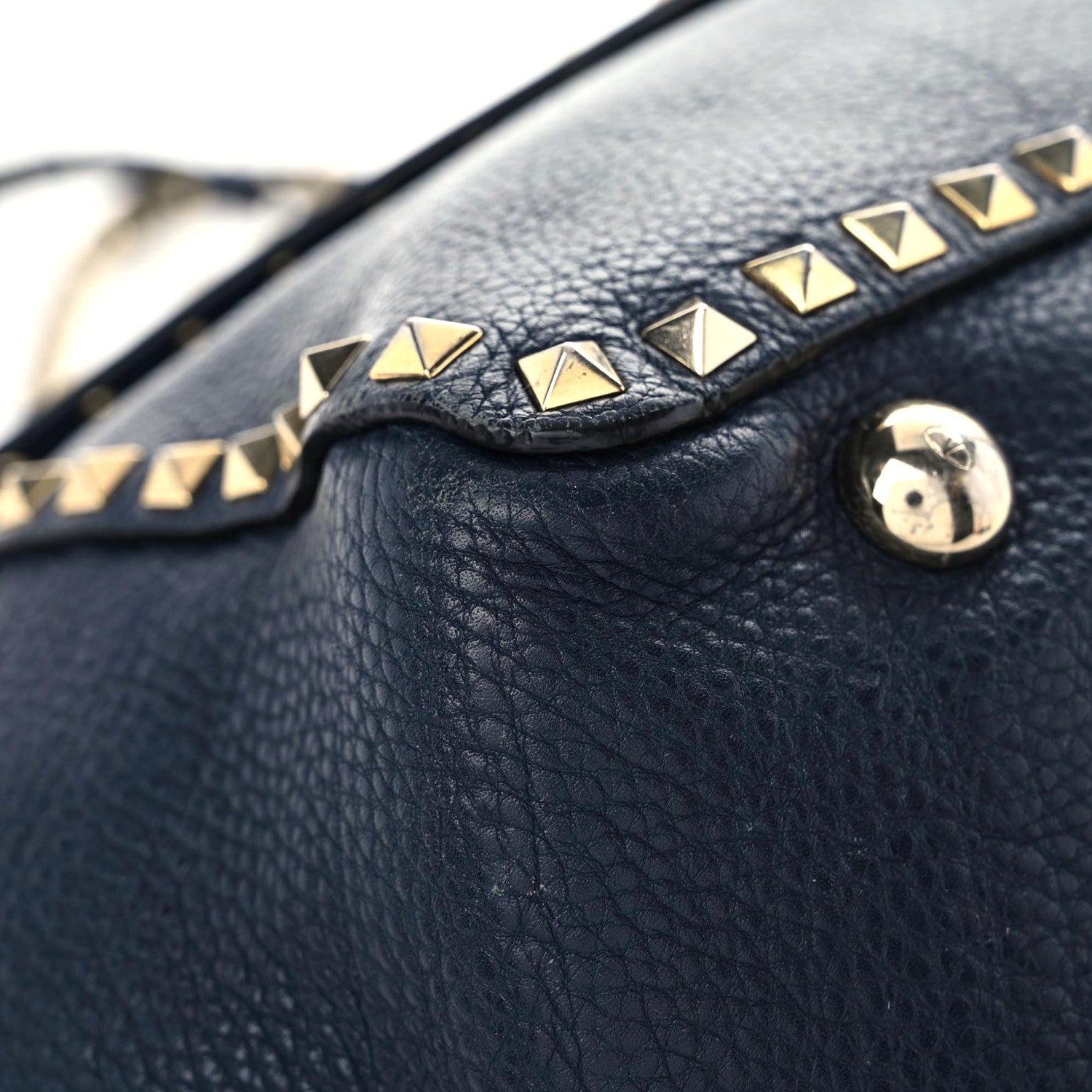 Valentino Garavani Pebbled Calfskin Medium Rockstud Tote Marine 7 of 24