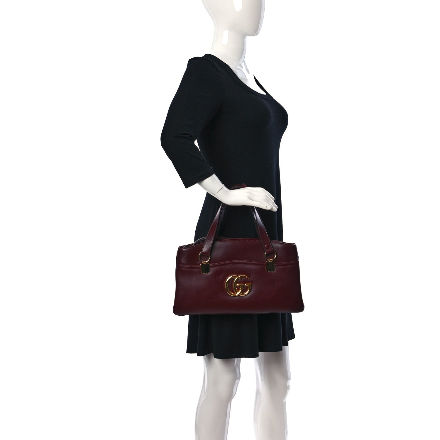 Gucci Vitello Palmellato Lux Large Arli Top Handle Bag Vintage Bordeaux 2 of 11
