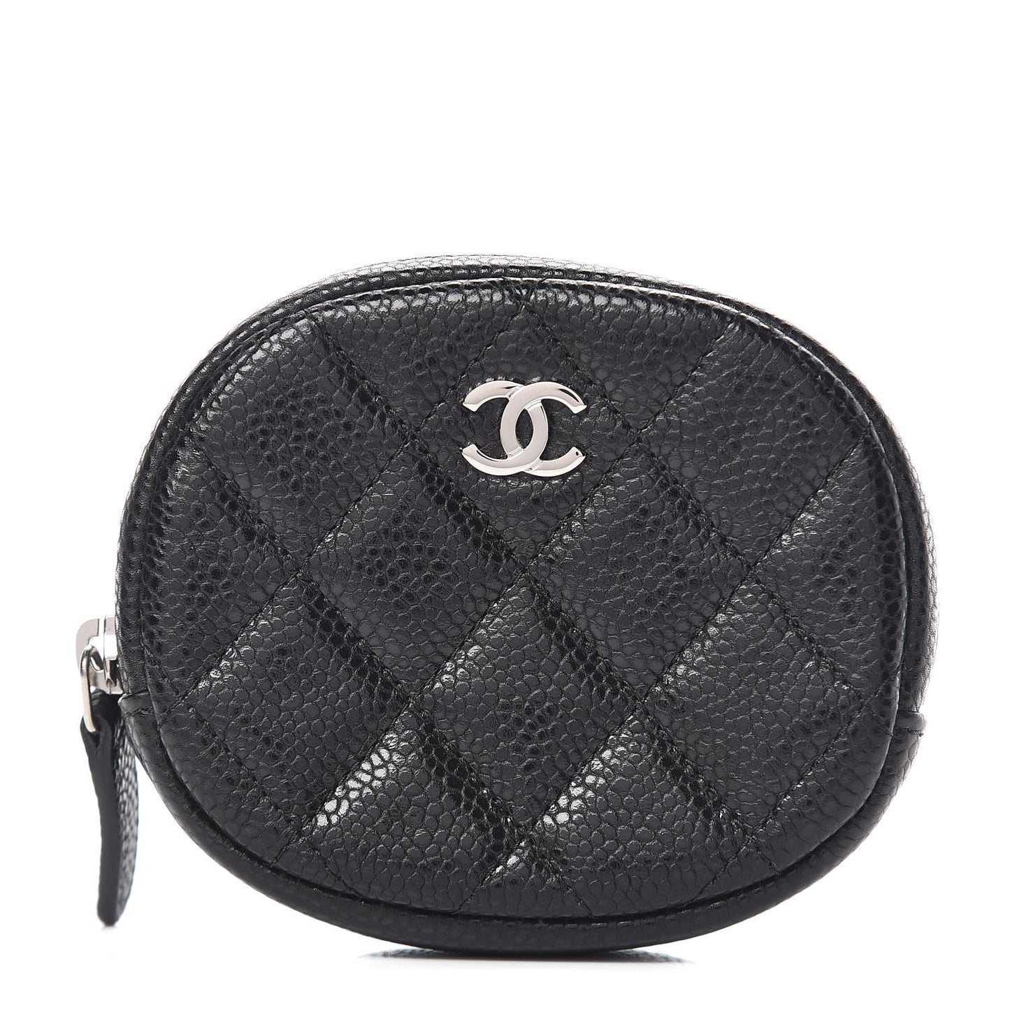 Caviar Quilted Zip Around Classic Coin Purse Black