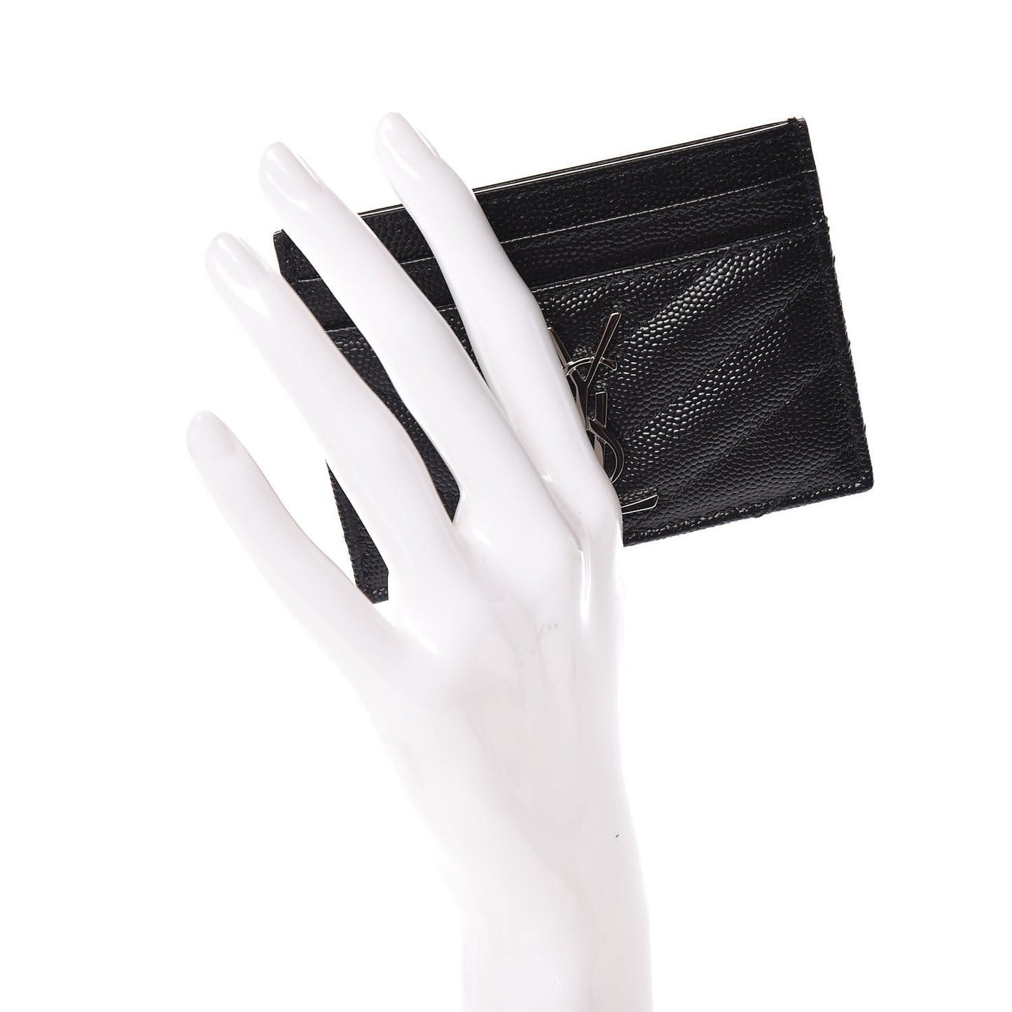 Grain De Poudre Matelasse Chevron Monogram Credit Card Case Black
