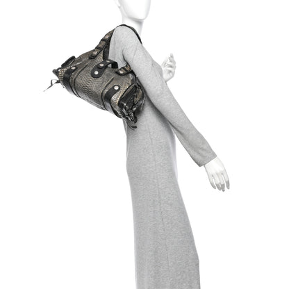 Chloe Snakeskin Calfskin Silverado Shoulder Bag Grey 2 of 10