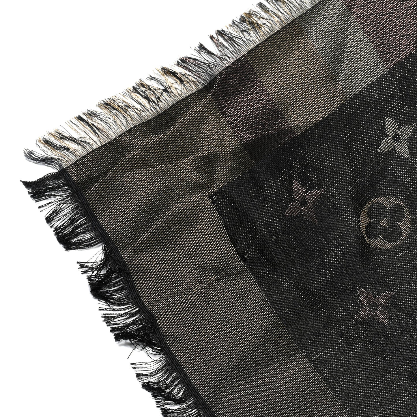 Silk Lurex Wool So Shine Monogram Shawl Black