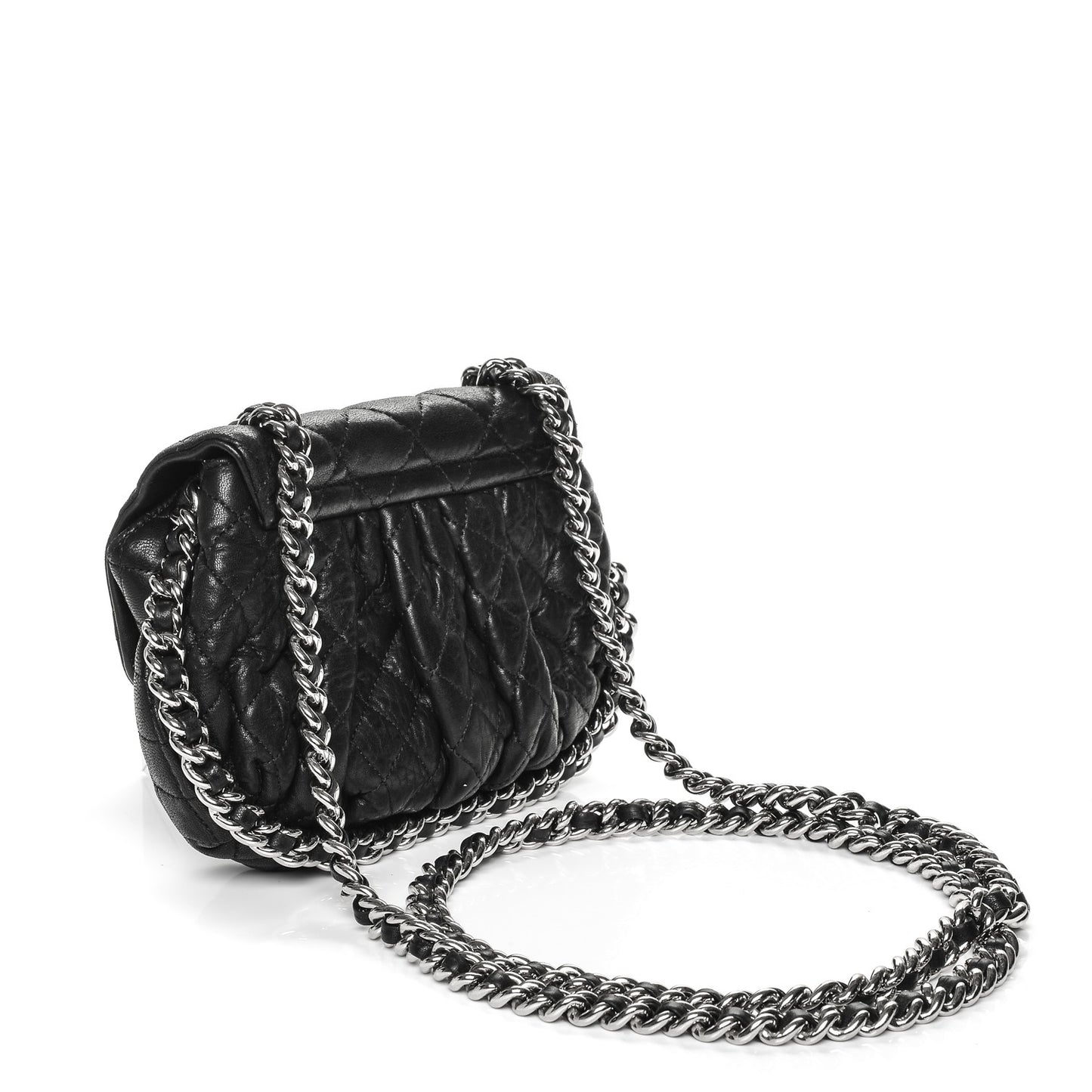 Washed Lambskin Mini Chain Around Messenger Black