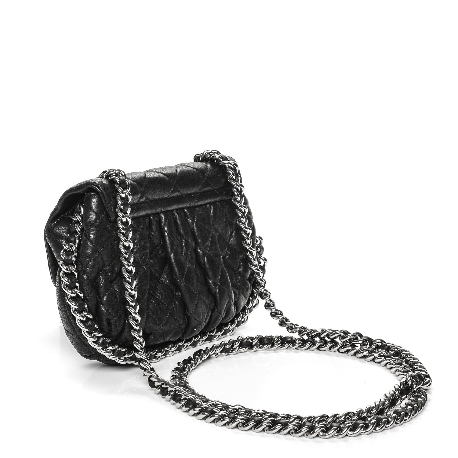 Chanel Washed Lambskin Mini Chain Around Messenger Black 3 of 10