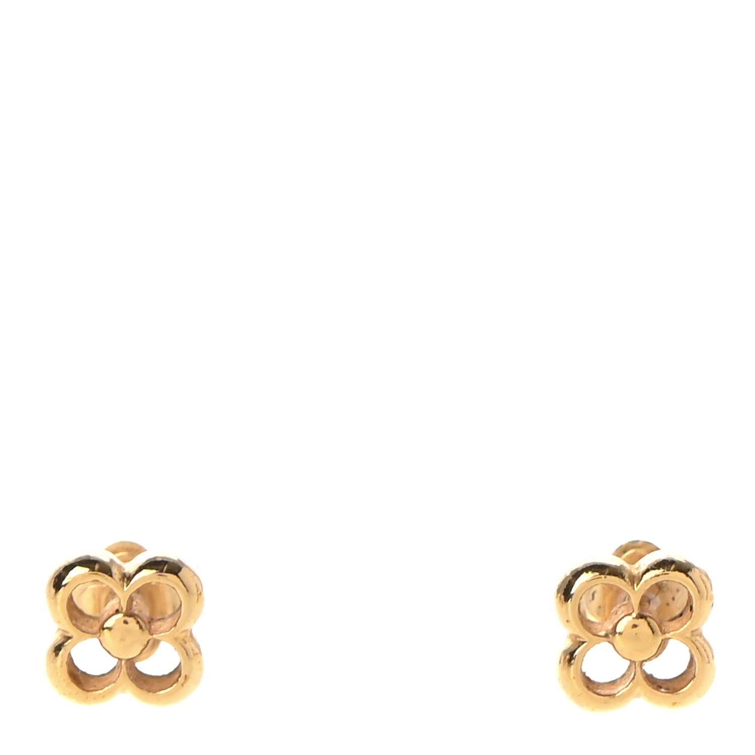 Louis Vuitton Brass Flower Full Stud Earrings Gold 1 of 3
