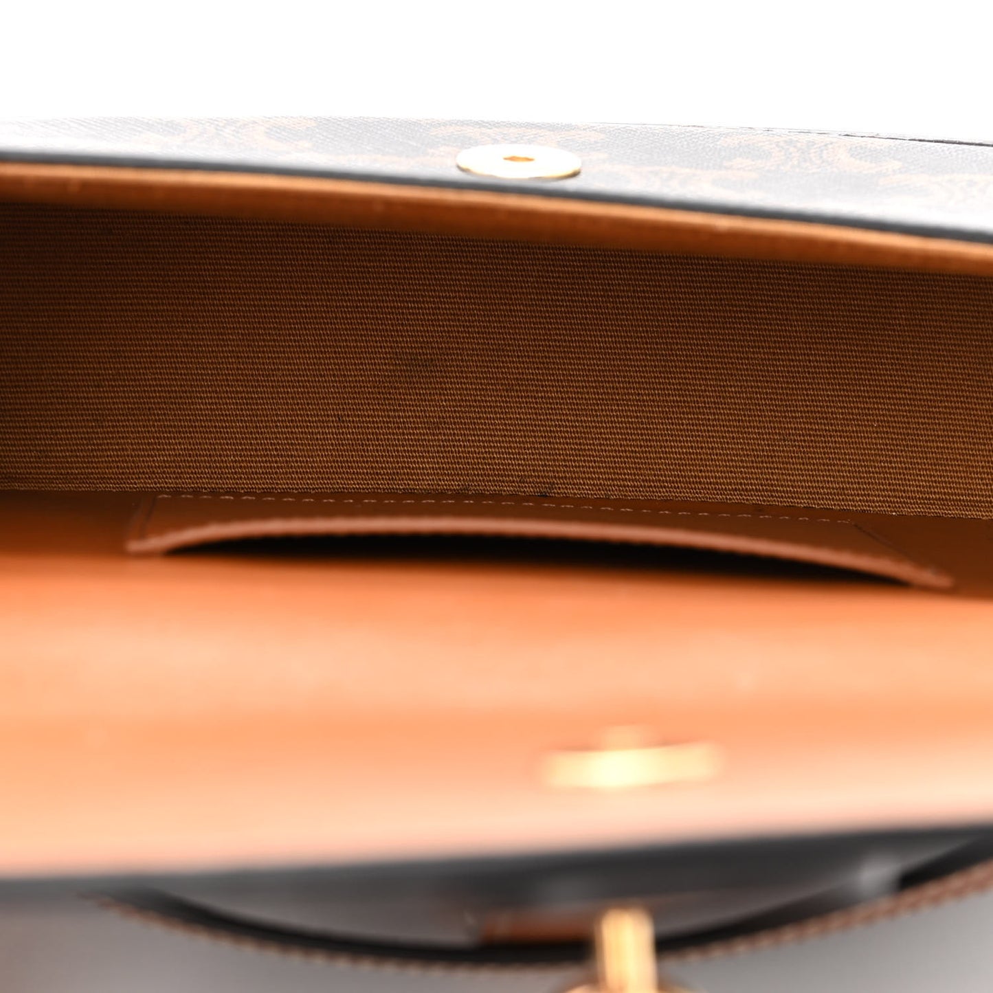 Triomphe Canvas Calfskin Tabou Clutch on Strap Tan