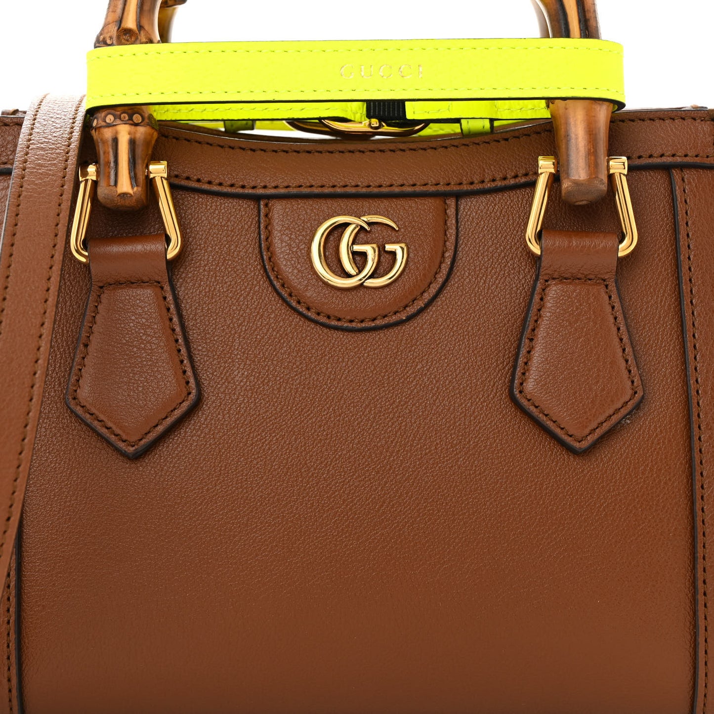 Wonka Grain Calfskin Mini Diana Tote Bag Cuir Yellow Fluo