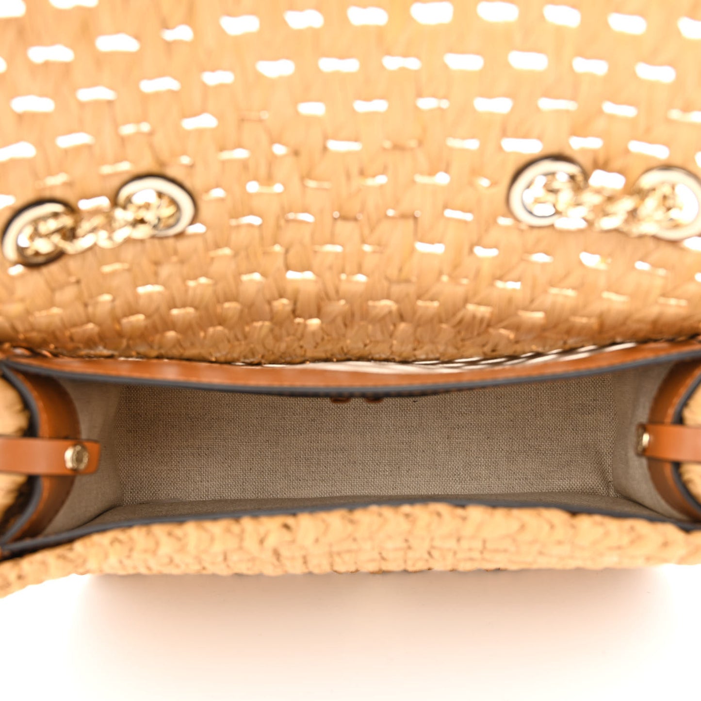 Raffia Miss Vara Bow Chain Bag Natural