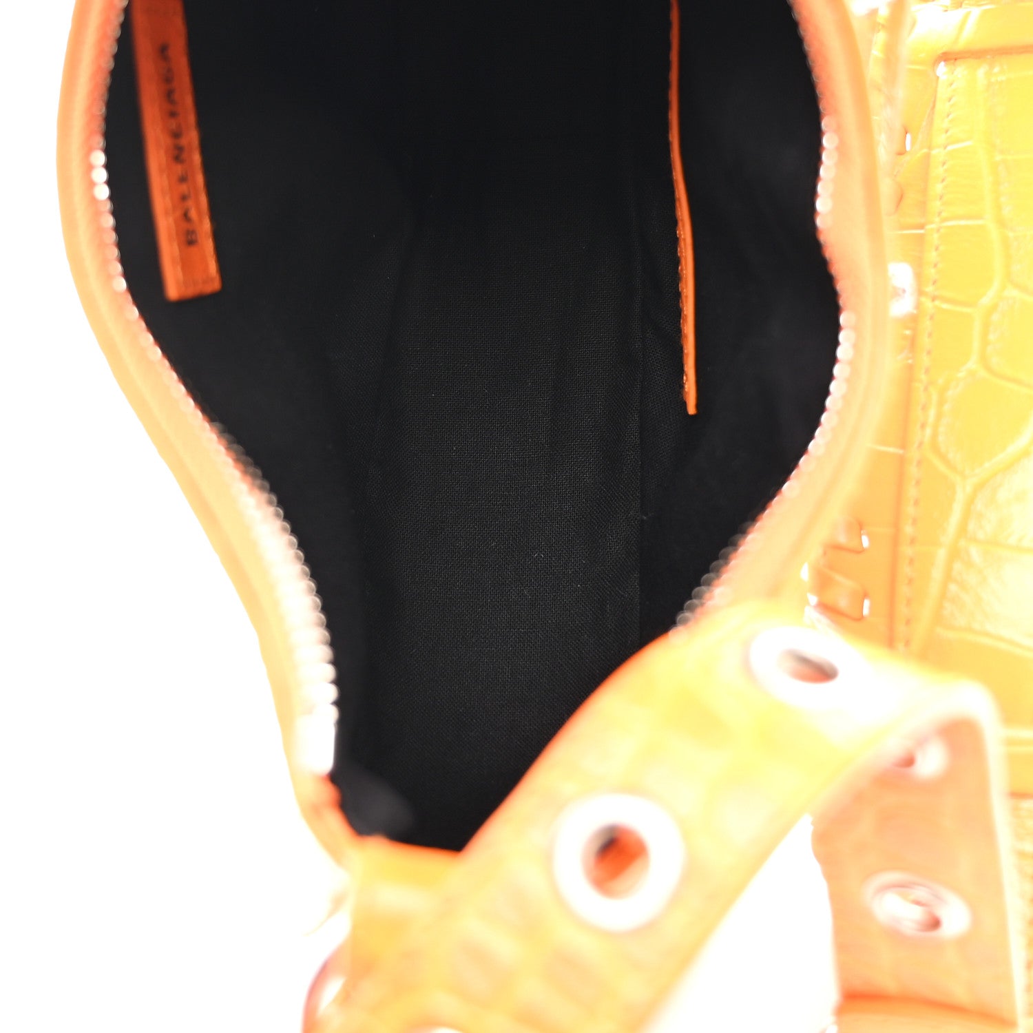 Balenciaga Extra Supple Calfskin Crocodile Embossed Le Cagole Shoulder Bag XS Pop Orange 6 of 12