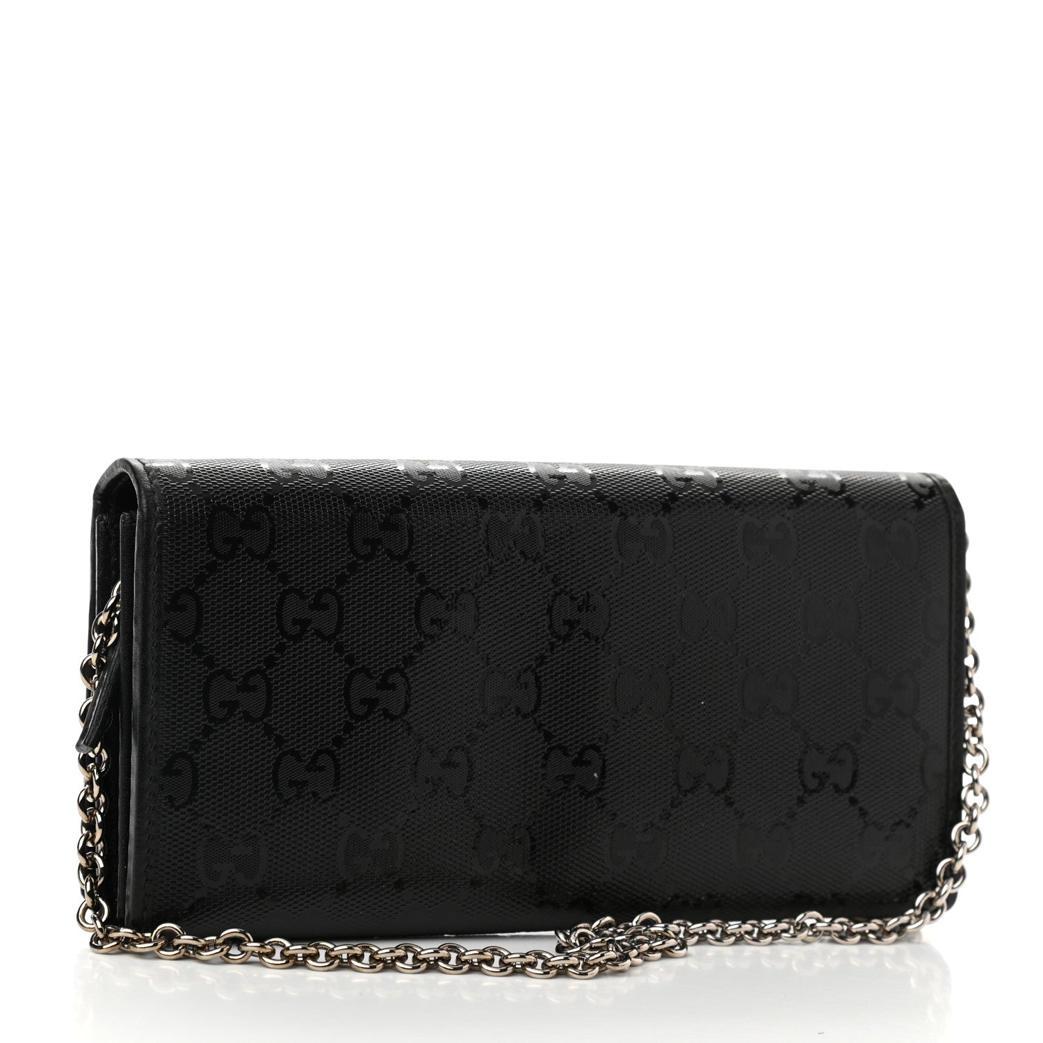 Gucci Imprime Monogram GG Pierce Chain Clutch Wallet Black 3 of 9